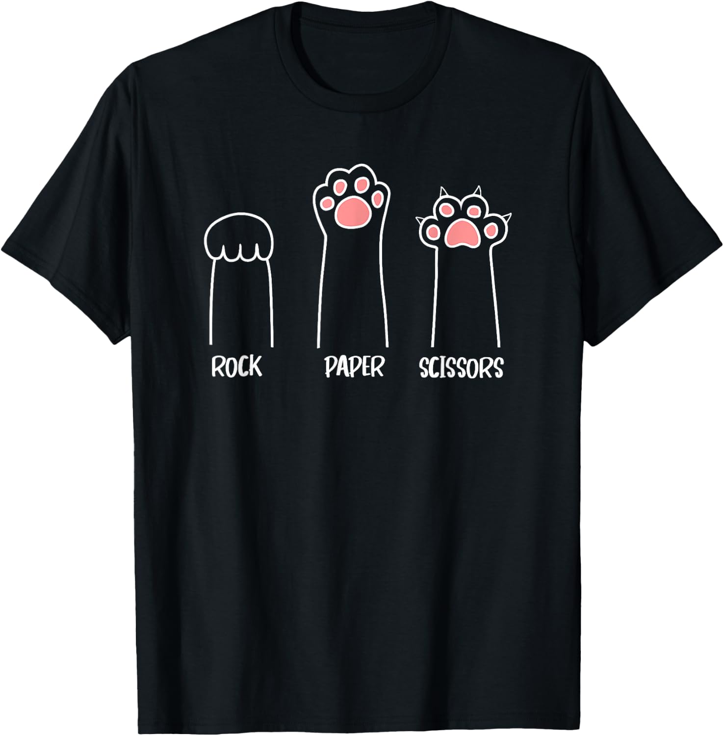 Rock Paper Scissors Cat paw T-Shirt - T-Shirt | Black