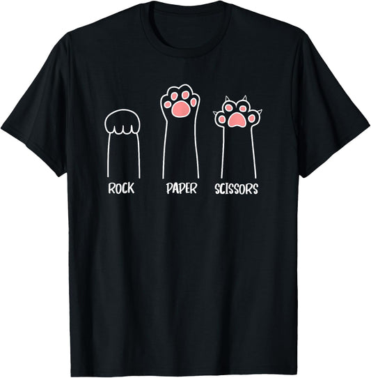 Rock Paper Scissors Cat paw T-Shirt - T-Shirt | Black