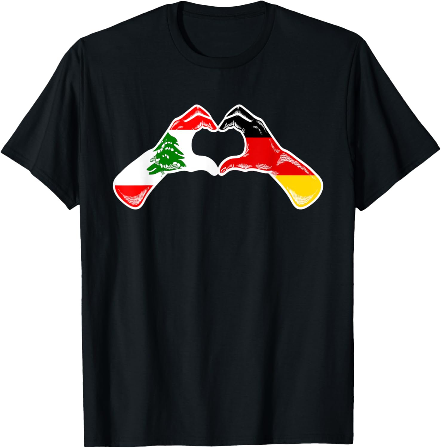 lebanon Germany Flag - lebanese German Heart T-Shirt - T-Shirt | Black
