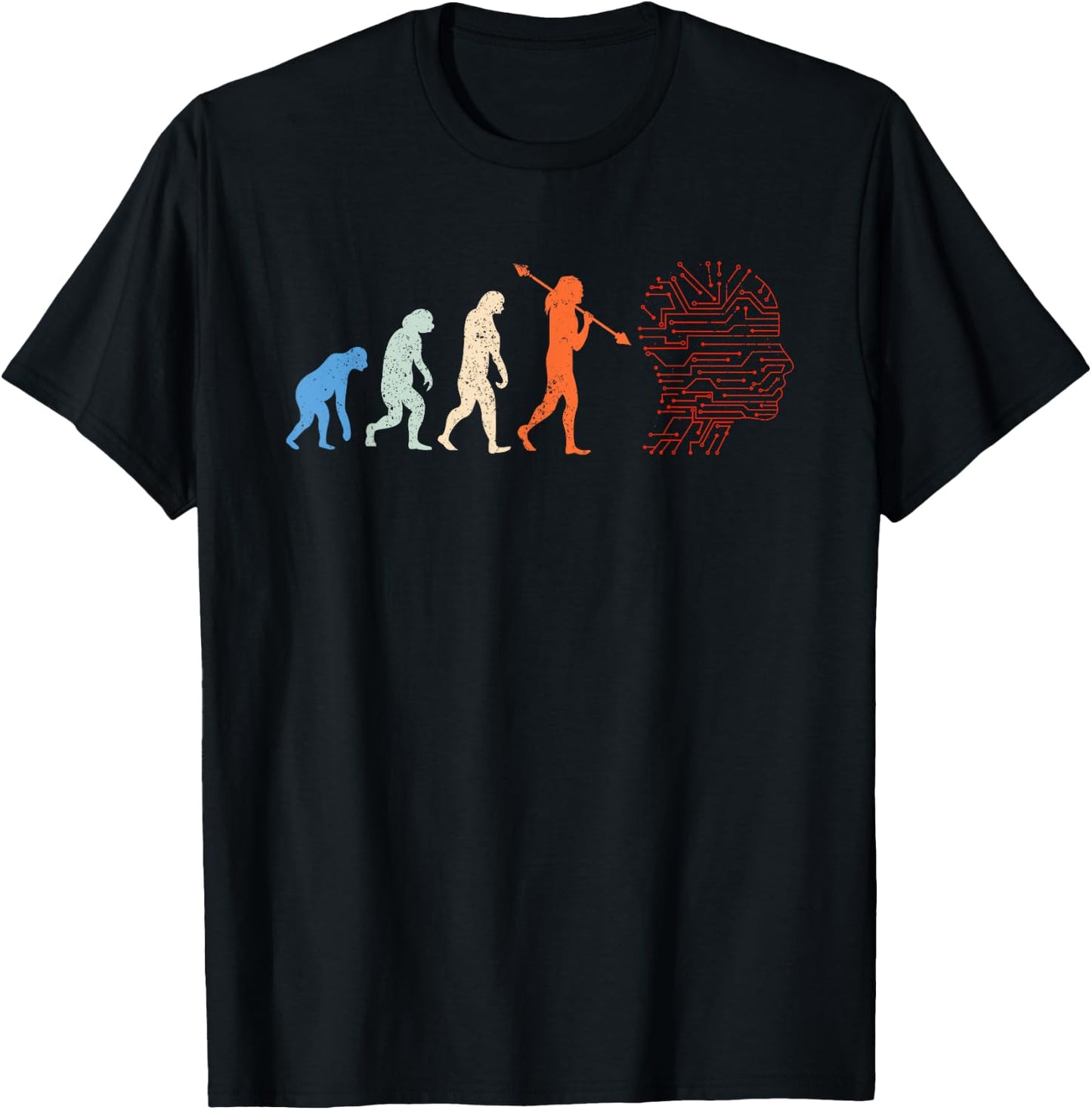 Artificial Intelligence Evolution - Funny AI Evolution T-Shirt - T-Shirt | Black