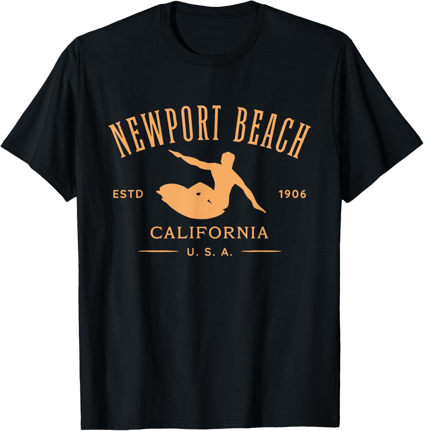 Newport Beach California Surf Design T-Shirt - T-Shirt | Black