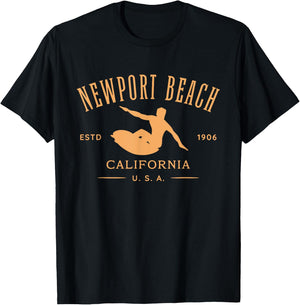 Newport Beach California Surf Design T-Shirt - T-Shirt | Black