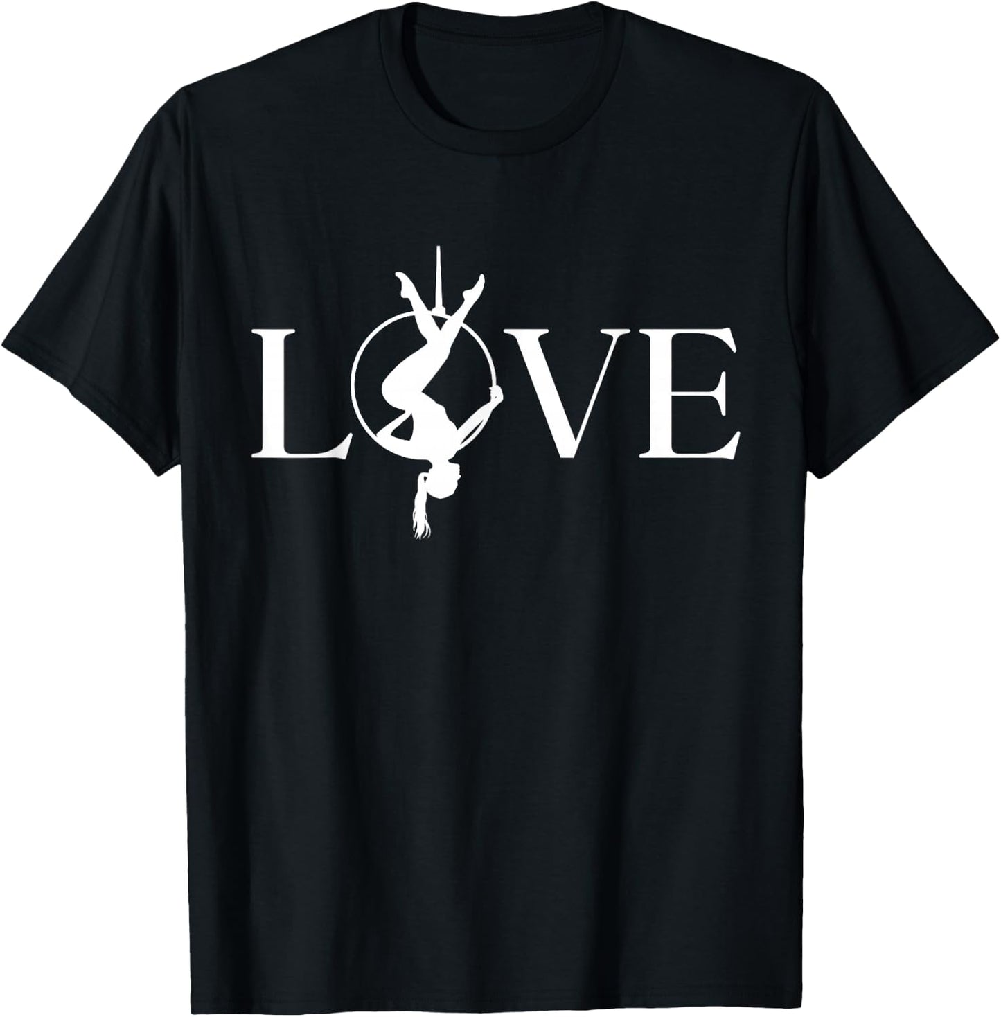 Love Aerial Hoop, Aerial Yoga Gifts, Aerialist Gymnast Heart T-Shirt - T-Shirt | Black