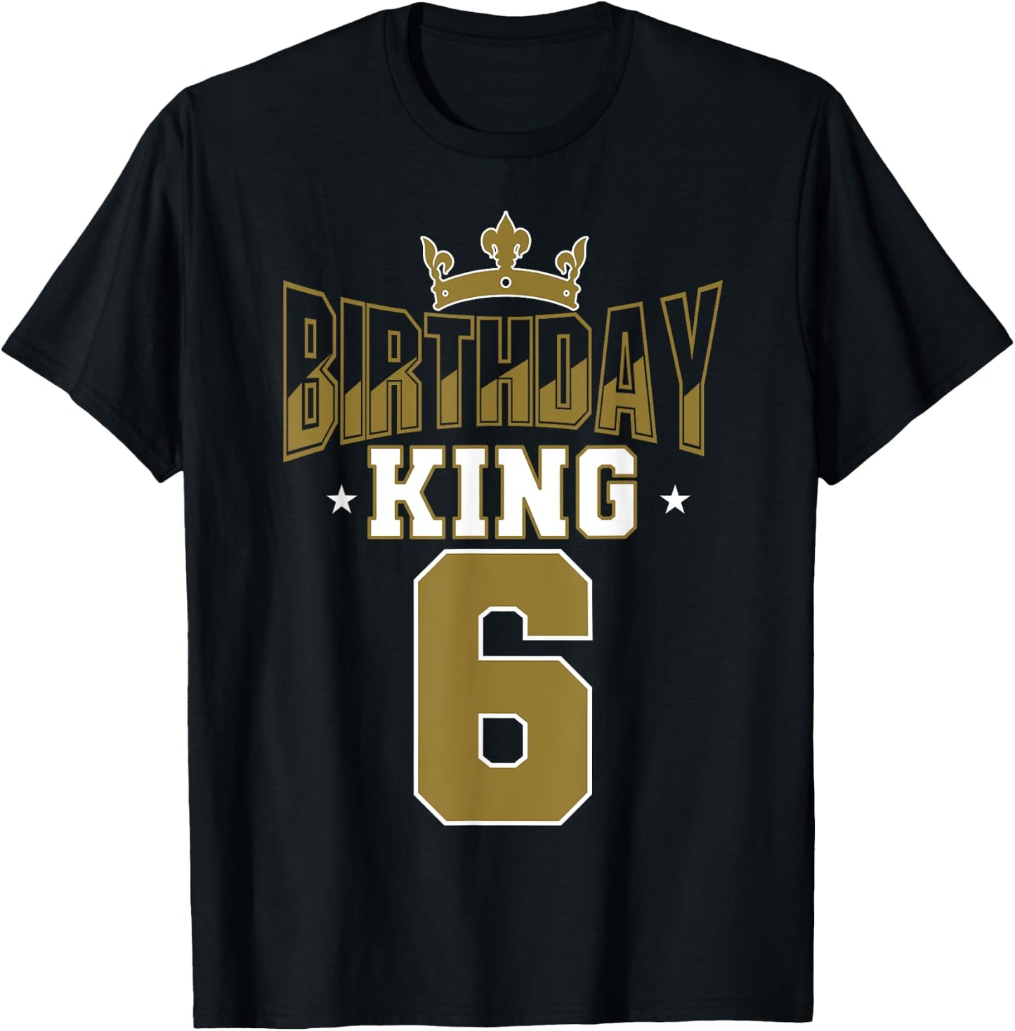 Birthday King 6 Bday Party Celebration 6th Royal Theme T-Shirt - T-Shirt | Black