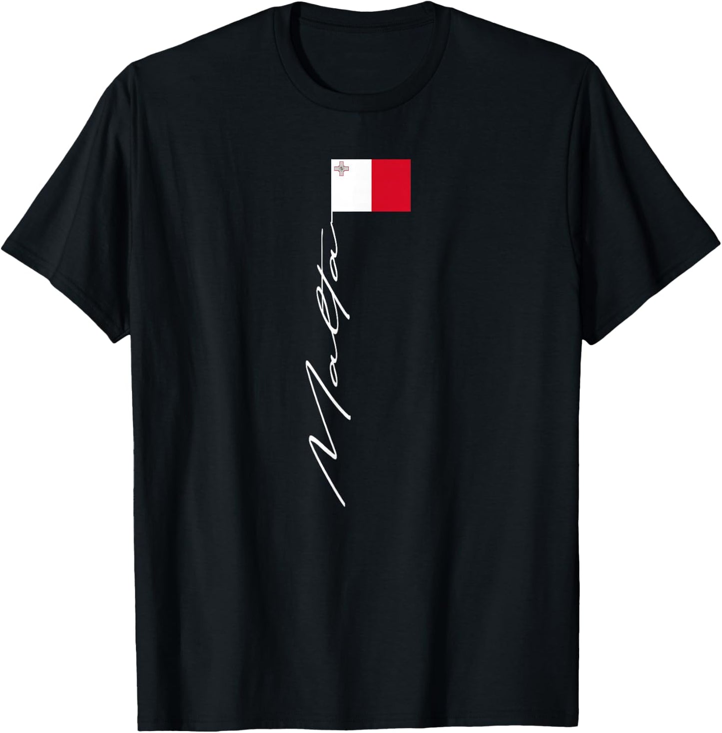 Malta Signature Flag Pole Patriotic Malta Flag T-Shirt - T-Shirt | Black