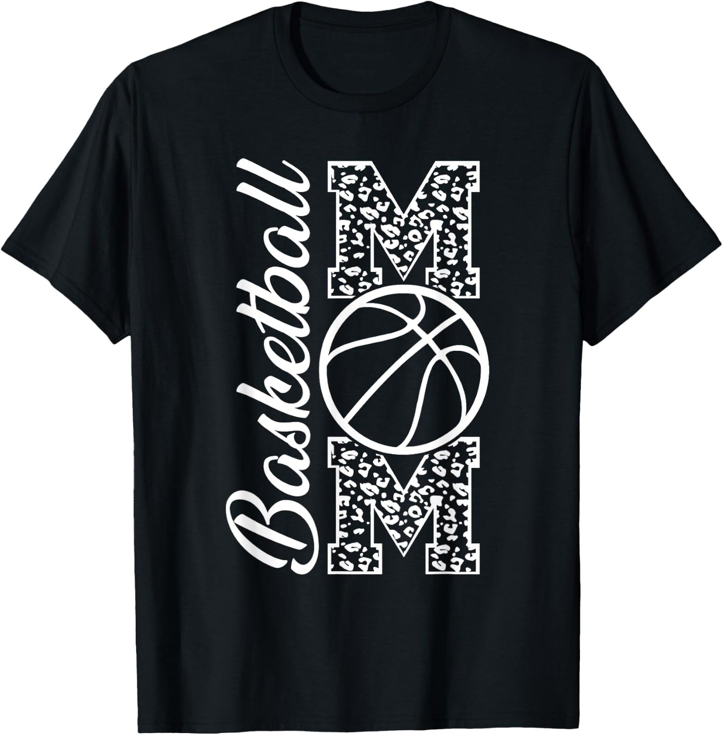Basketball Mom Leopard Print Cheetah Proud Mother Mom T-Shirt - T-Shirt | Black