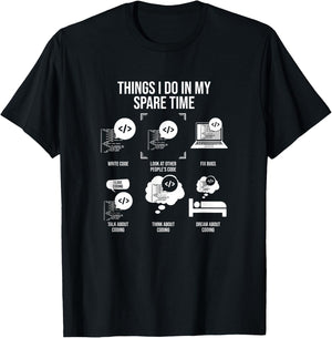 Things I Do In My Spare Time, Funny Coder T-Shirt - T-Shirt | Black
