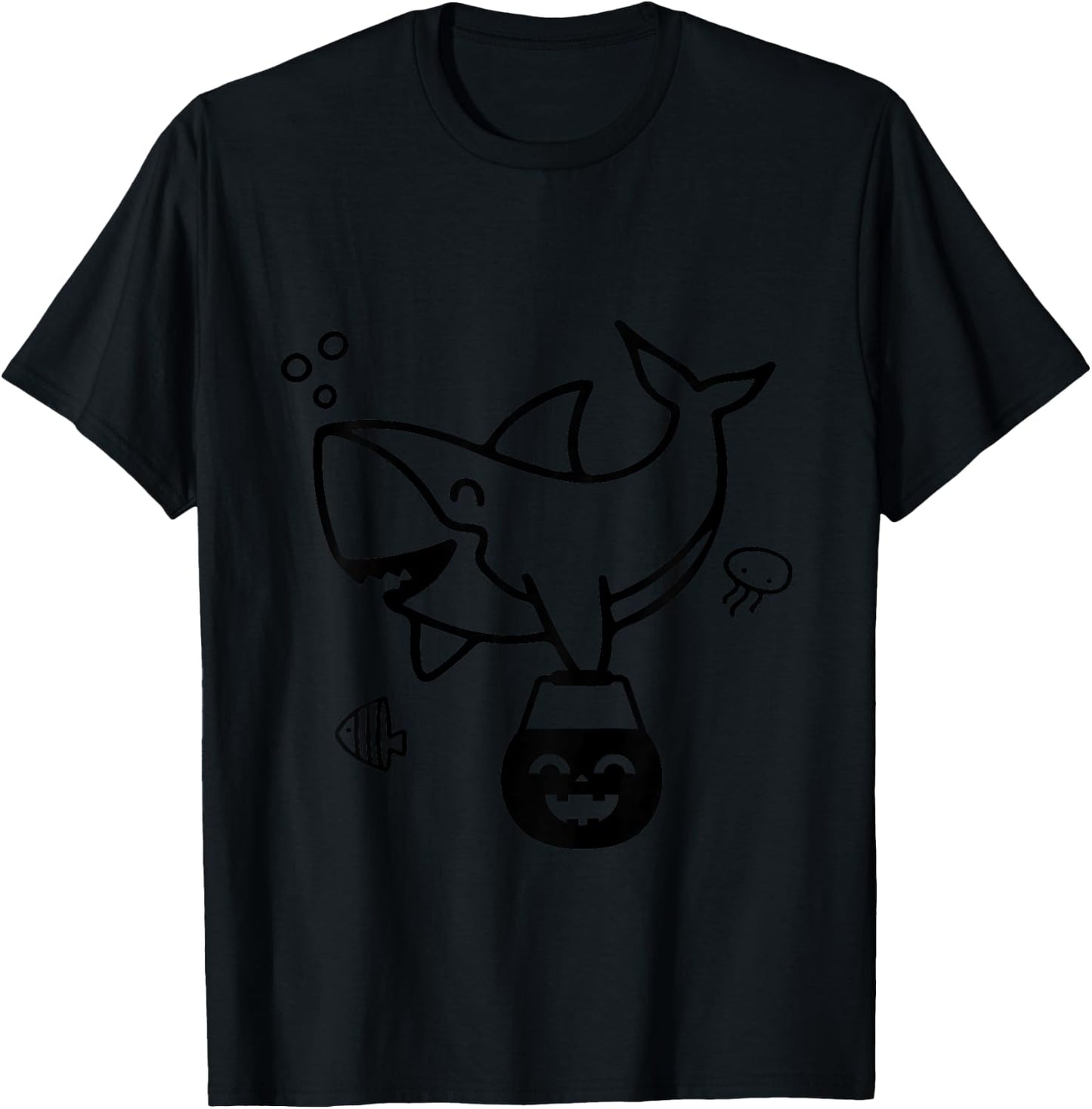 Kids Halloween Pumpkin Shark Toddler Boy Trick or Treat Baby T-Shirt - T-Shirt | Black