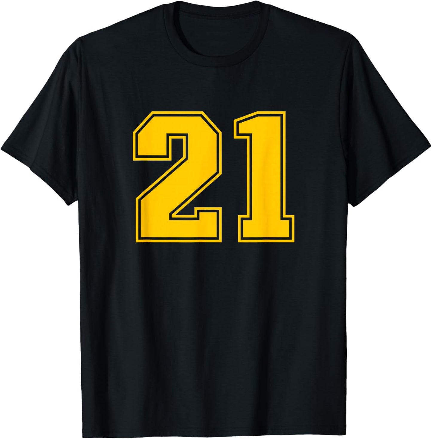 Number #21 Yellow Sport Uni Number T-Shirt - T-Shirt | Black