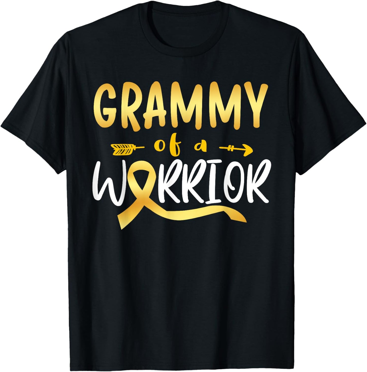 Grammy of the Warrior Childhood Cancer Awareness Gold Ribbon T-Shirt - T-Shirt | Black