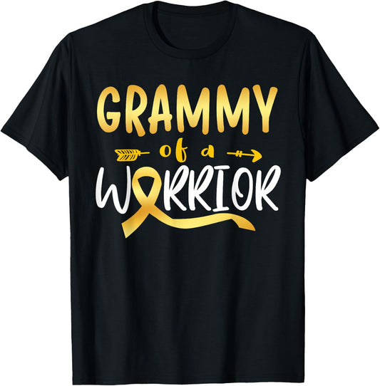 Grammy of the Warrior Childhood Cancer Awareness Gold Ribbon T-Shirt - T-Shirt | Black