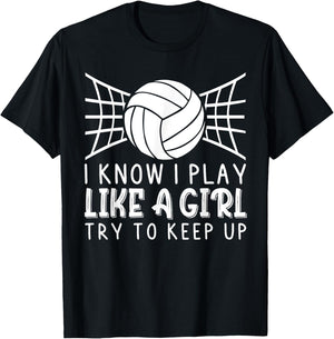 Funny Volleyball Design Girls Volleyball Player T-Shirt - T-Shirt | Black