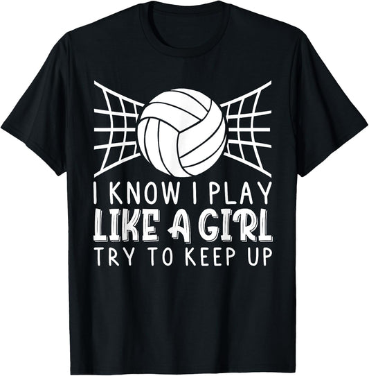 Funny Volleyball Design Girls Volleyball Player T-Shirt - T-Shirt | Black
