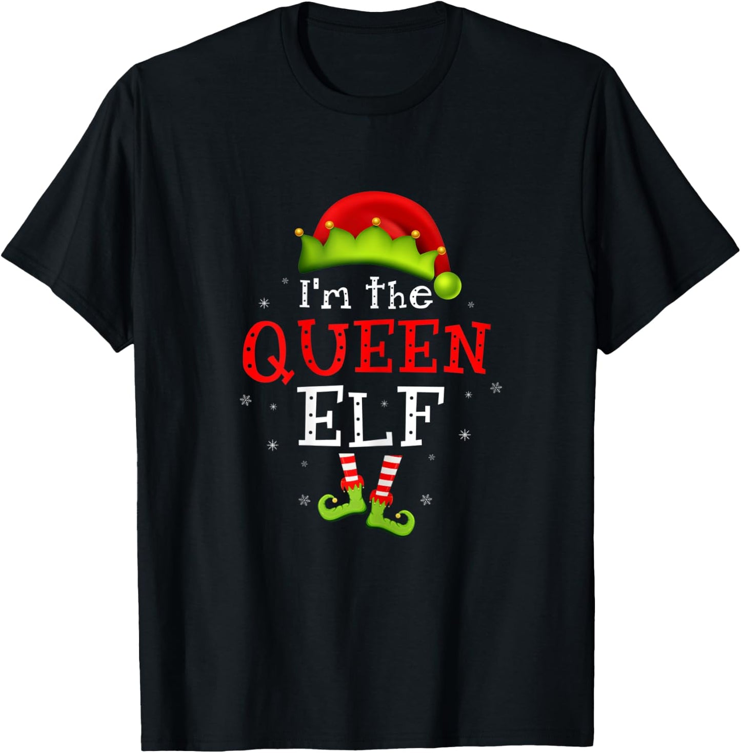 I'm the Queen Elf Funny Group Matching Christmas Pajamas T-Shirt - T-Shirt | Black