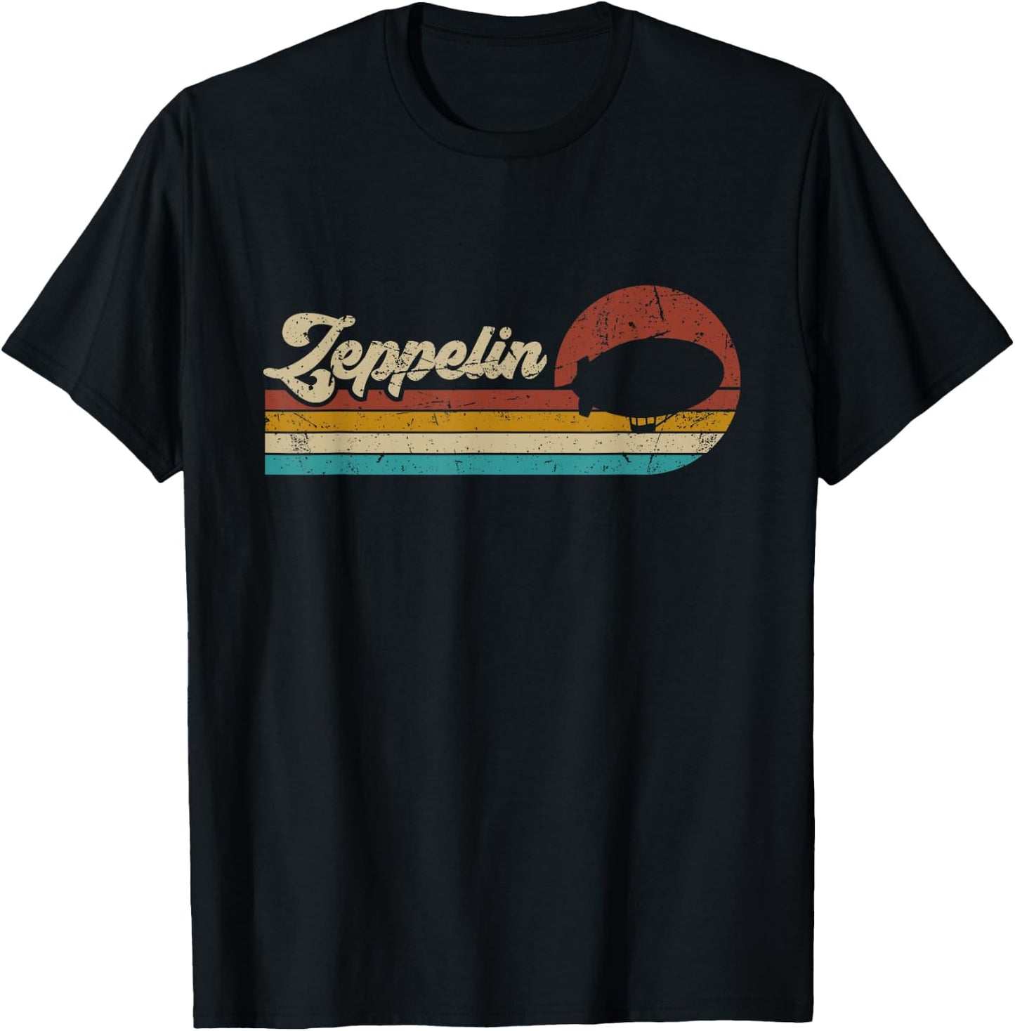 Vintage Zeppelin Retro Sunset Funny Dirigible Airship T-Shirt - T-Shirt | Black