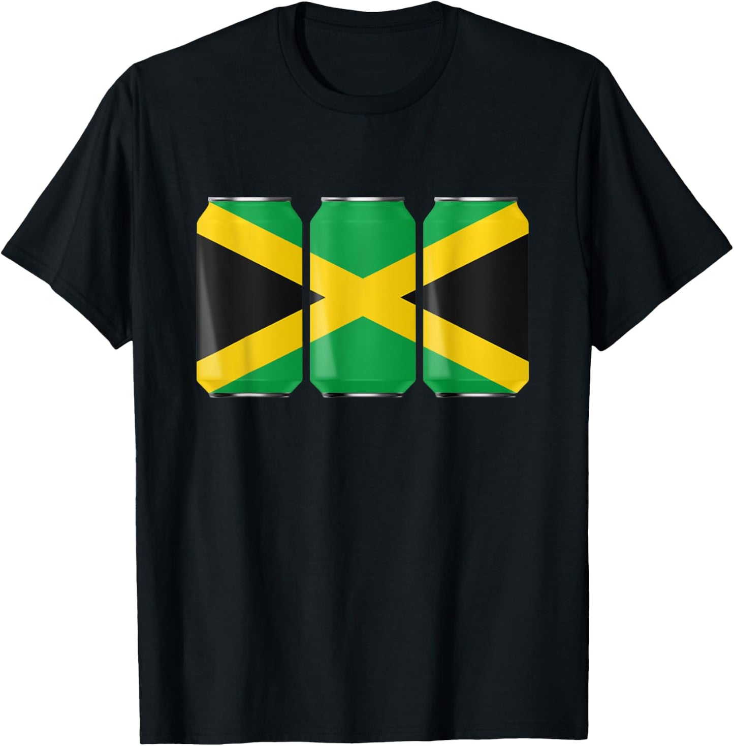 Patriotic Beer Cans Jamaica w/ Jamaican Flag T-Shirt - T-Shirt | Black