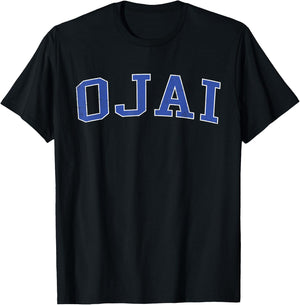 Vintage Ojai CA Distressed Blue Varsity Style T-Shirt - T-Shirt | Black