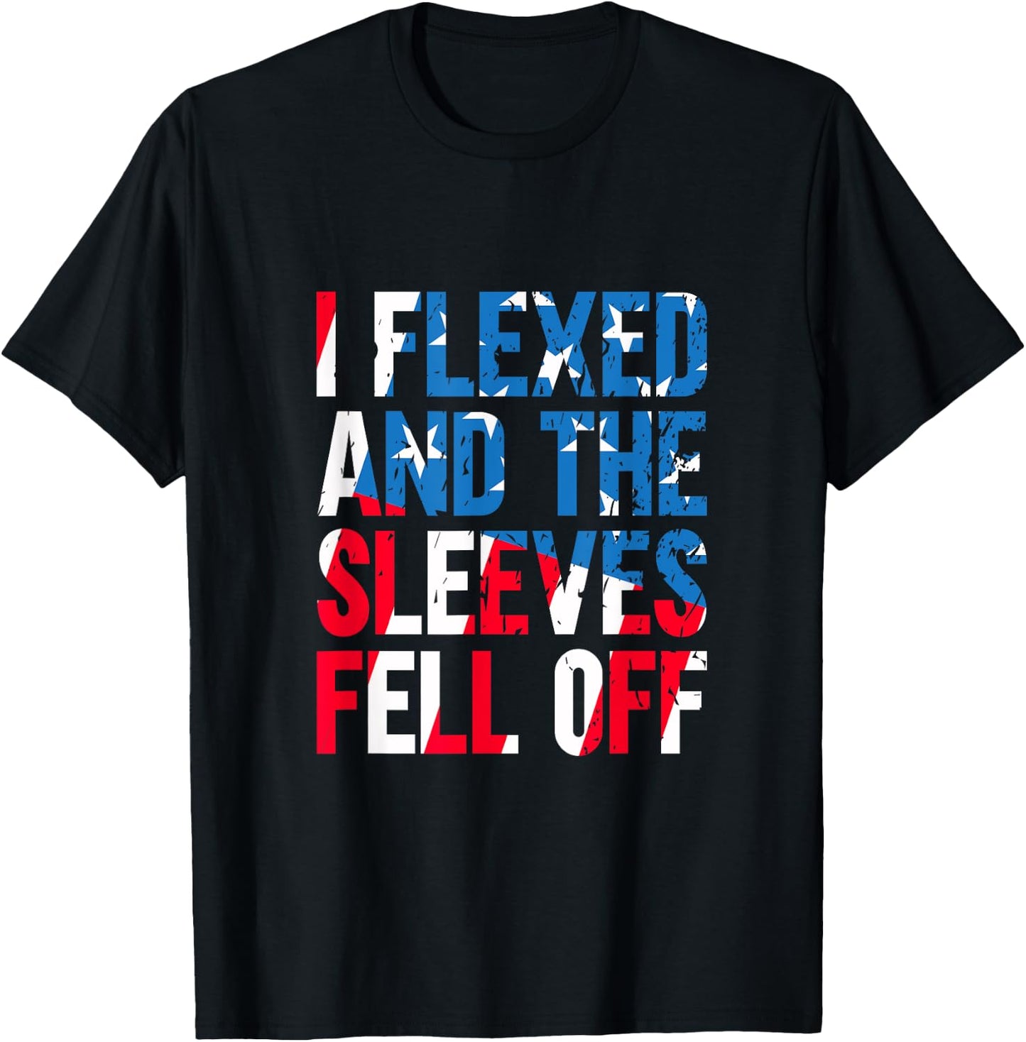 I Flexed And The Sleeves Fell Off American Flag USA Gym Kids Men T-Shirt - T-Shirt | Black