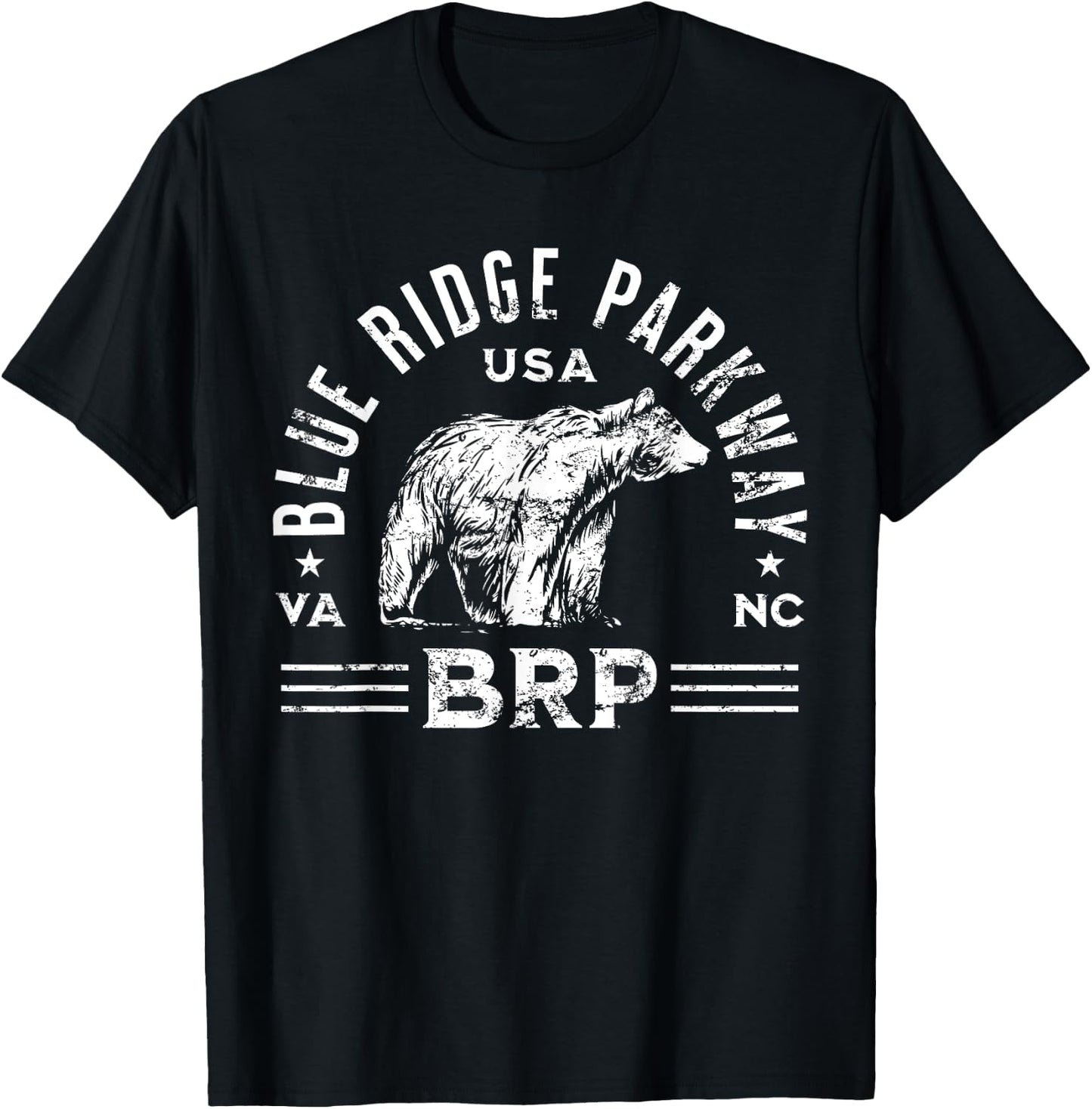 Blue Ridge Parkway NC VA USA Bear Design T-Shirt - T-Shirt | Black