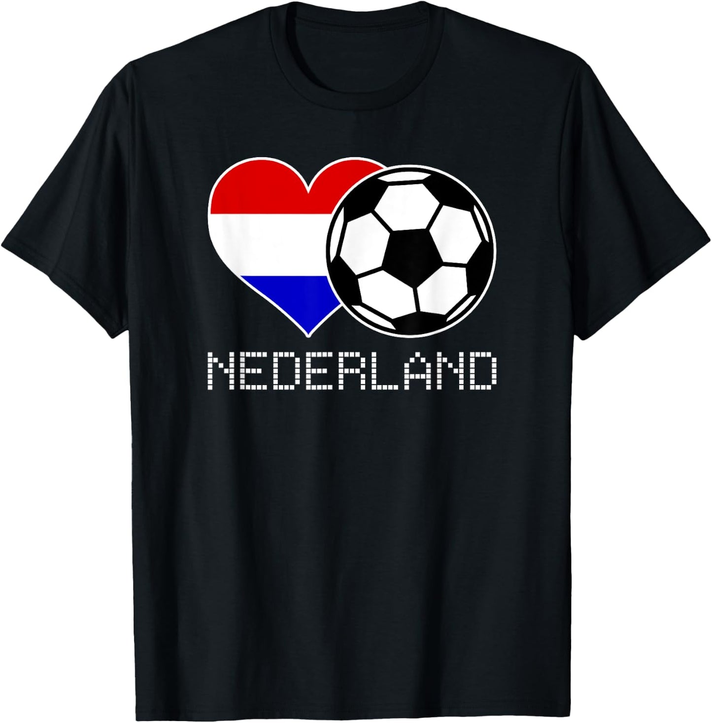 Nederland Soccer Dutch Flag Love Netherlands Pride Heart T-Shirt - T-Shirt | Black