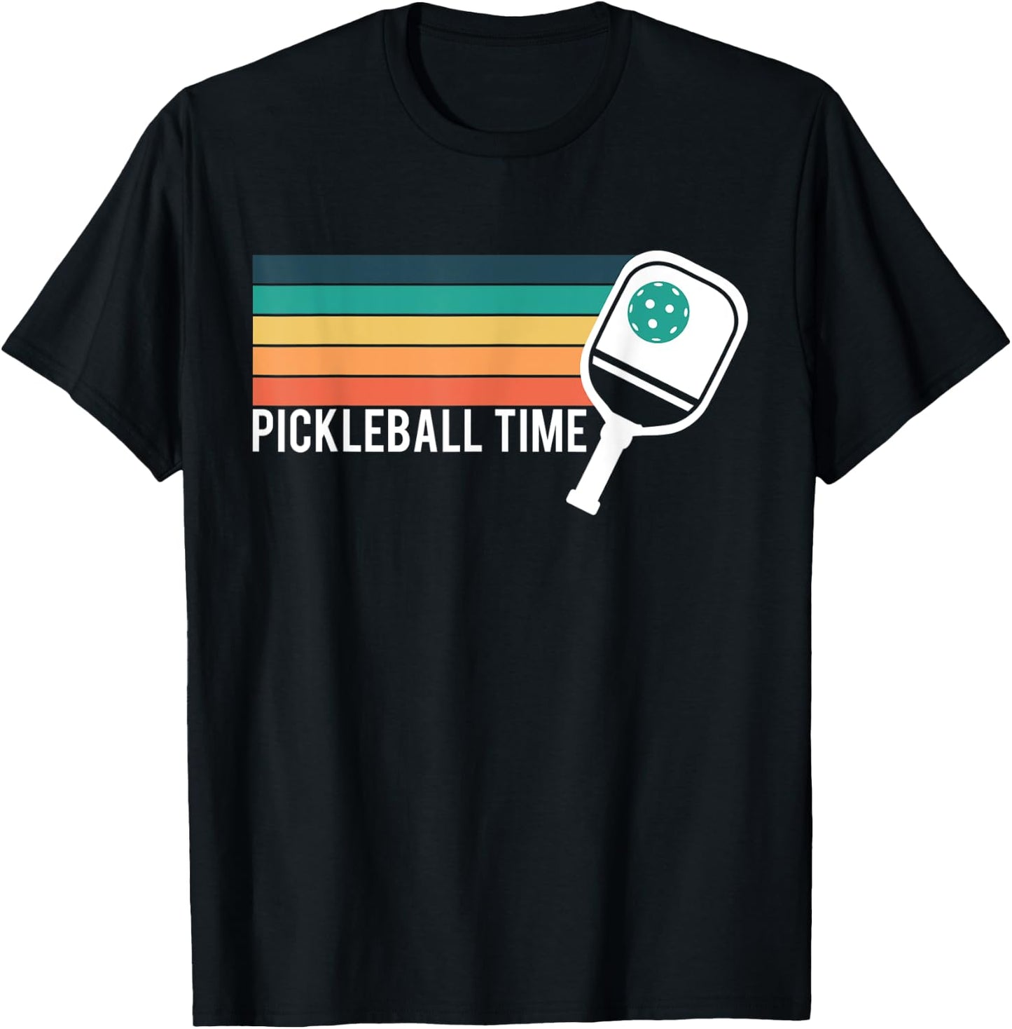 Vintage Retro Pickleball Time Pickleball Player T-Shirt - T-Shirt | Black