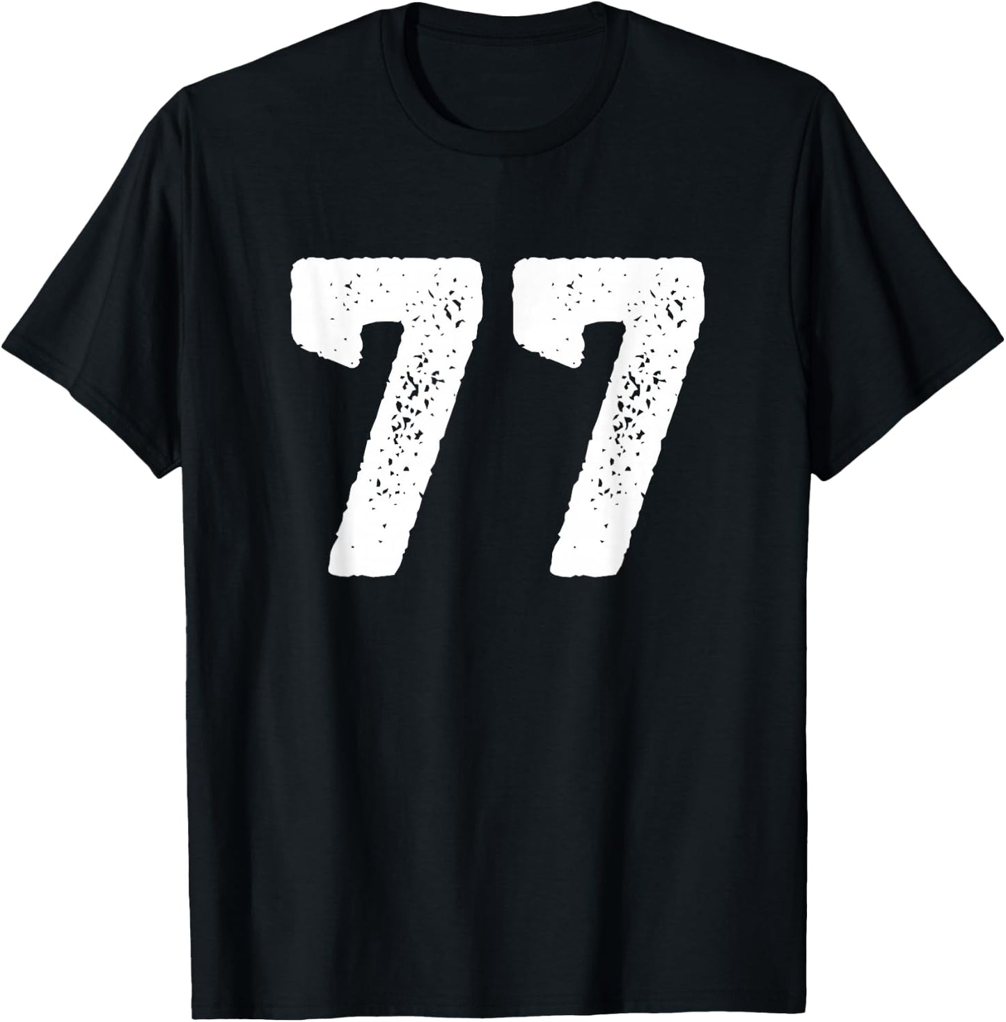 Number 77 Years Anniversary Sports Team Player T-Shirt - T-Shirt | Black