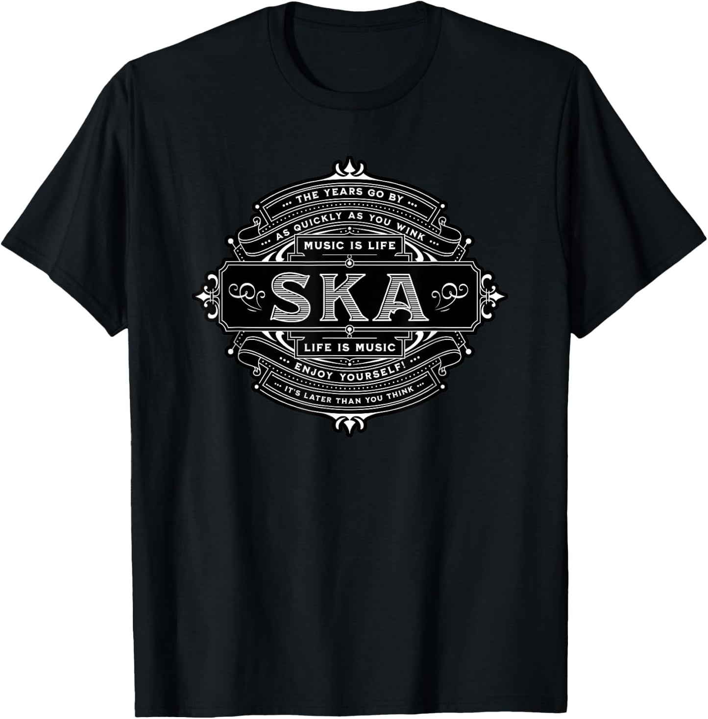 Ska Music is Life Monochromatic Vintage Ska Reggae T-Shirt - T-Shirt | Black