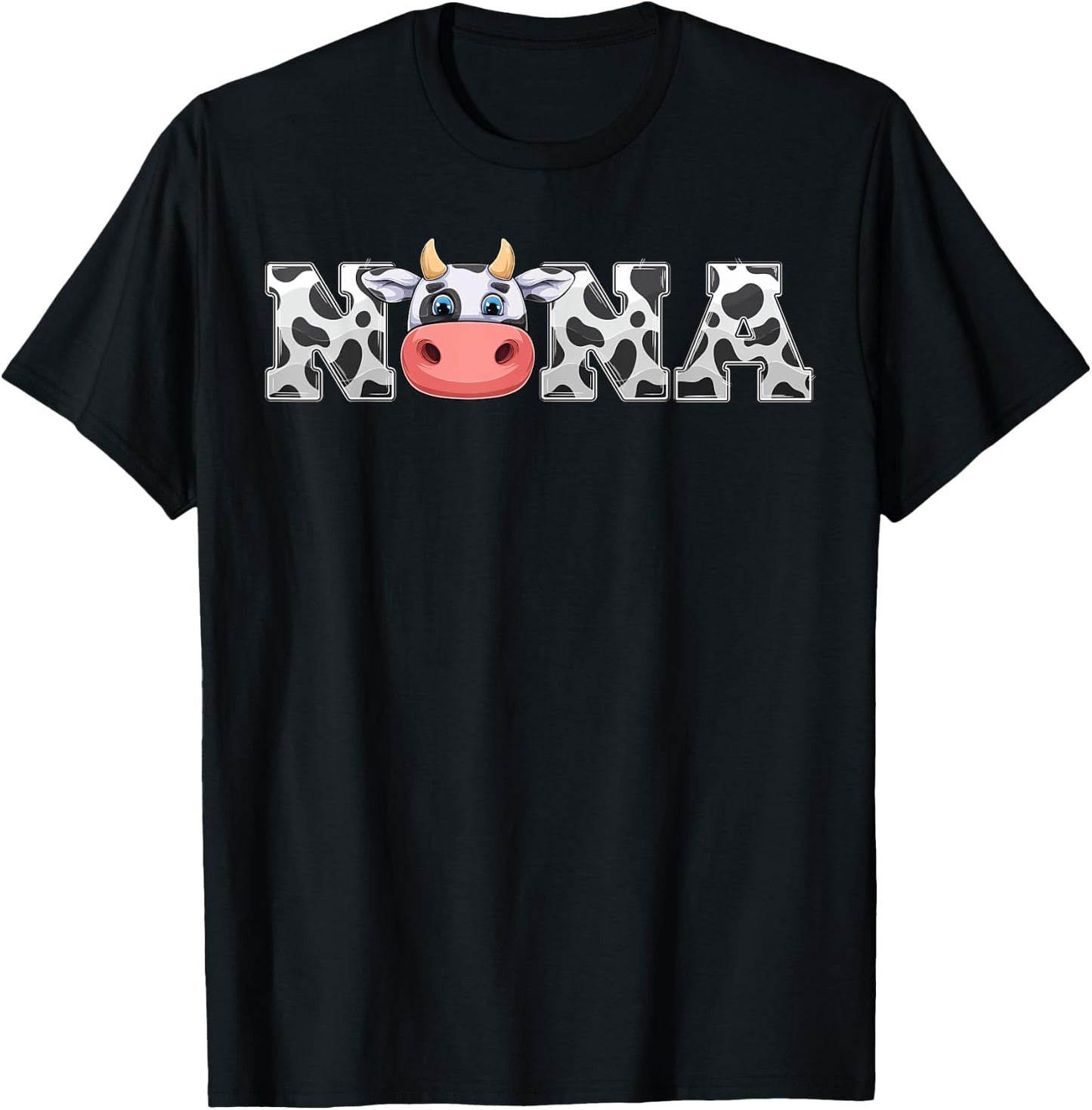 Nana Cow Print Cowboy Animal Pattern Farmer Cow Nana T-Shirt - T-Shirt | Black