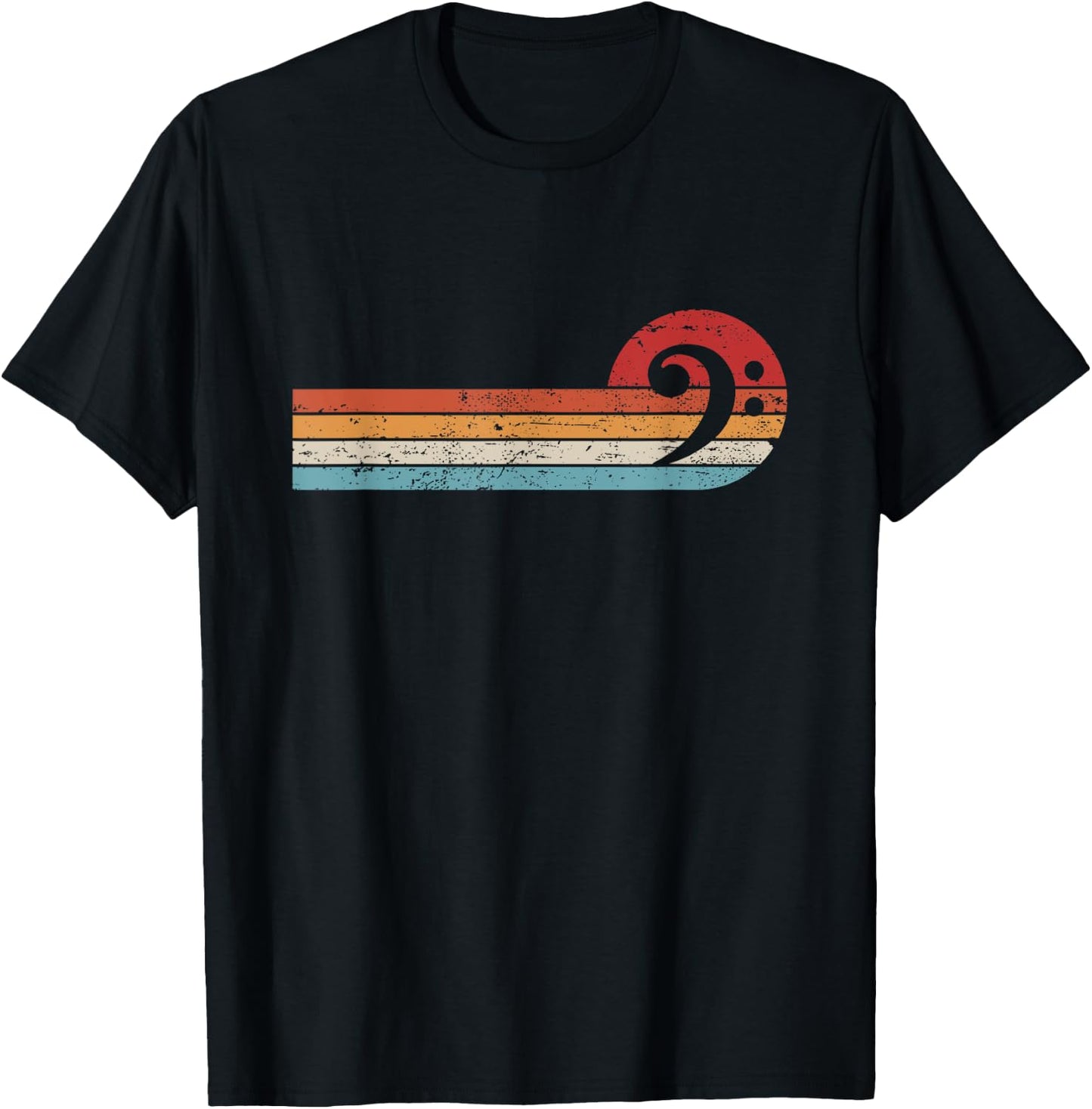 Bassist Bass Guitar Musician Retro Bass Clef T-Shirt - T-Shirt | Black