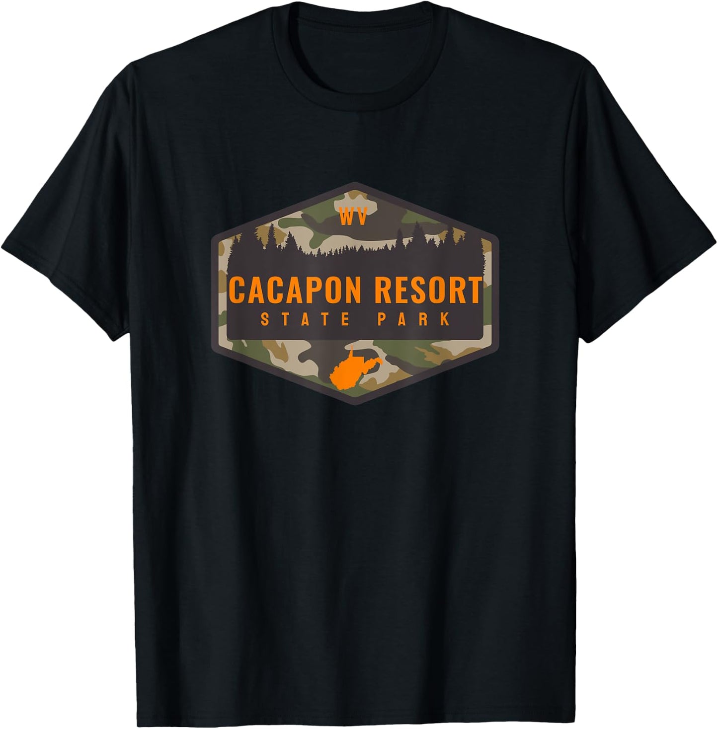 Cacapon Resort State Park West Virginia Camouflage Vacation T-Shirt - T-Shirt | Black