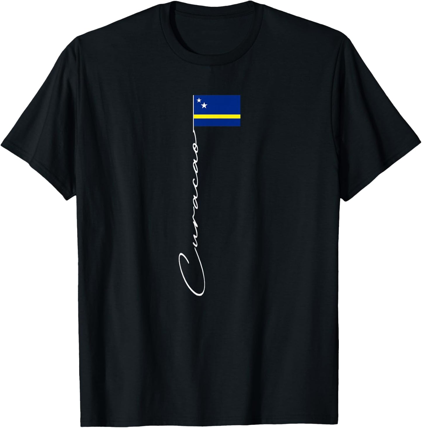 Curacao Signature Flag Pole Patriotic Curacao Flag T-Shirt - T-Shirt | Black