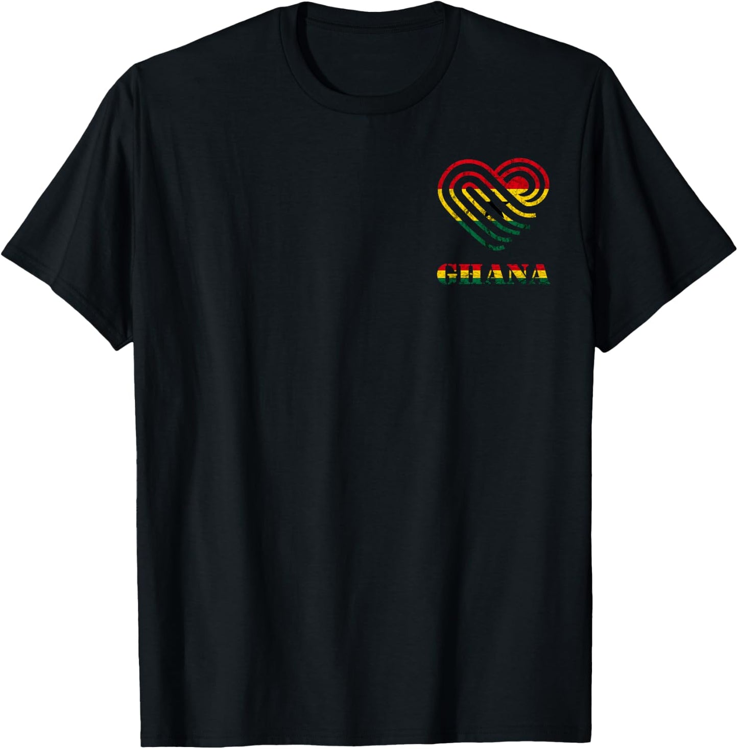 Ghana Vintage Ghana Flag Heart Ghanese Roots Ghanese Pride T-Shirt - T-Shirt | Black