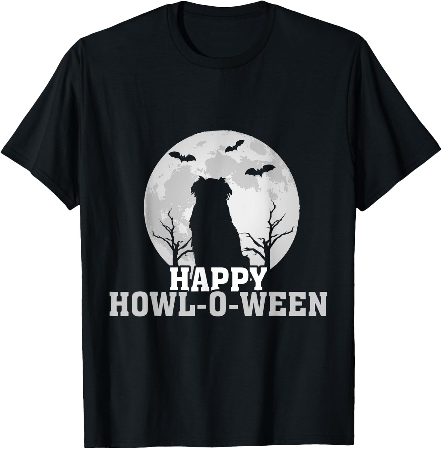 Happy Halloween Howl-o-ween Aussie Australian Shepherd T-Shirt - T-Shirt | Black