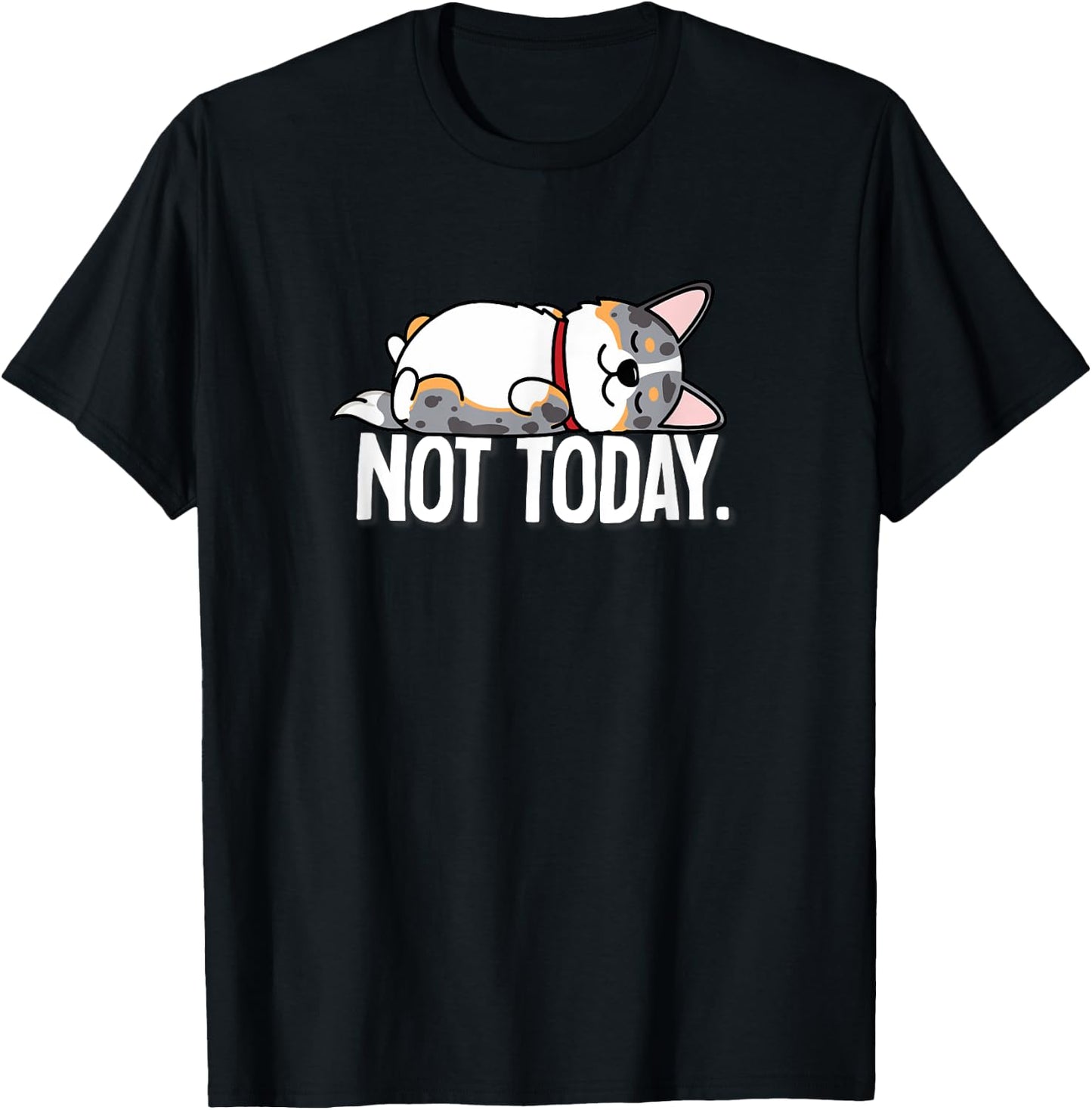 Funny Kawaii Not Today Napping Cardigan Blue Merle Corgi T-Shirt - T-Shirt | Black