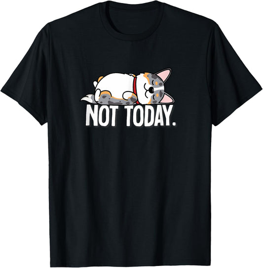 Funny Kawaii Not Today Napping Cardigan Blue Merle Corgi T-Shirt - T-Shirt | Black