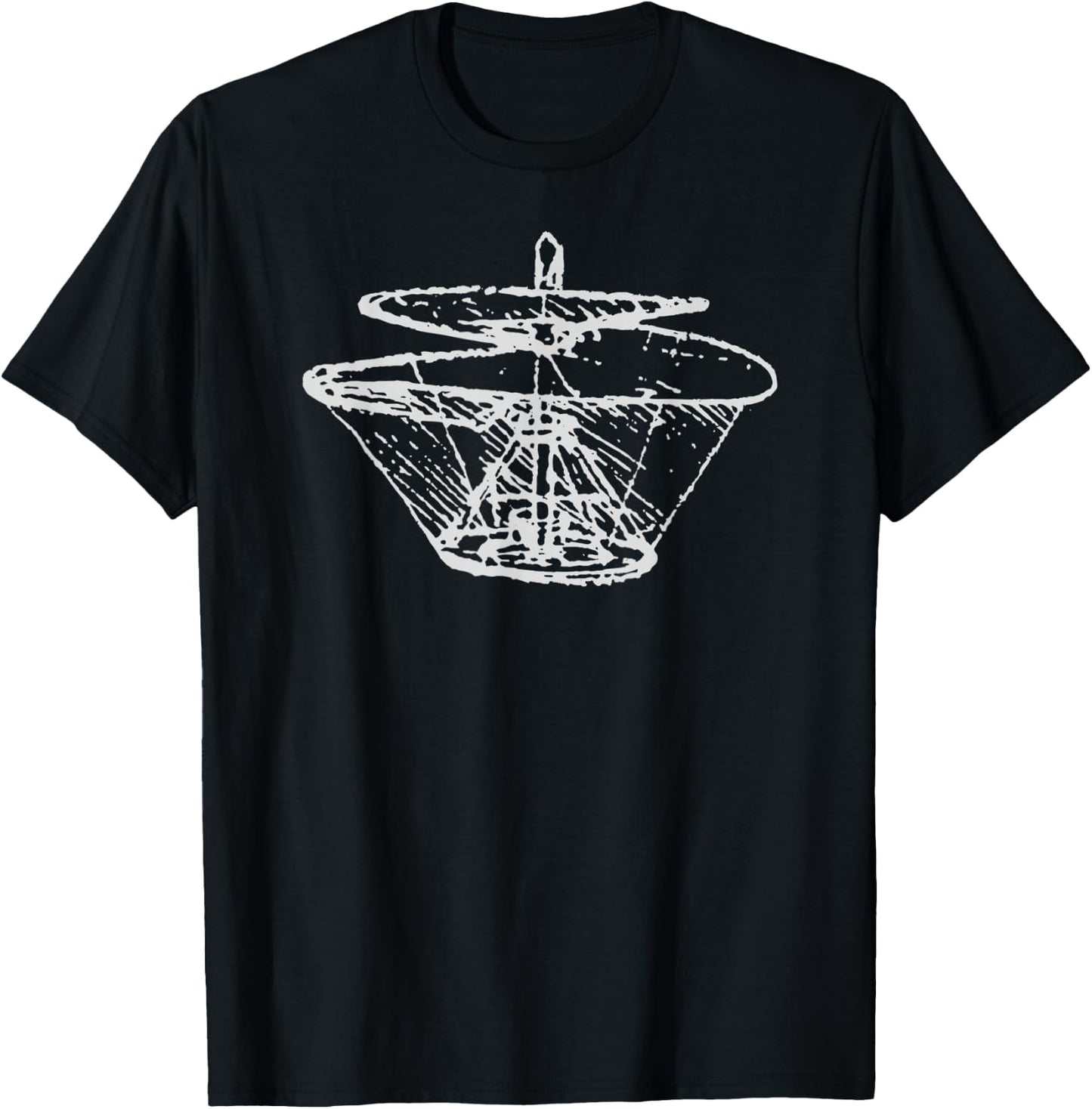 Flying Machine Leonardo da Vinci - Aerial Screw Helicopter T-Shirt - T-Shirt | Black