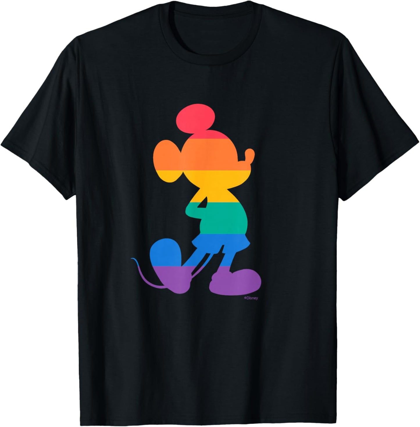 Disney Mickey Mouse Pride Classic Pose Rainbow Icon Fill T-Shirt - T-Shirt | Black