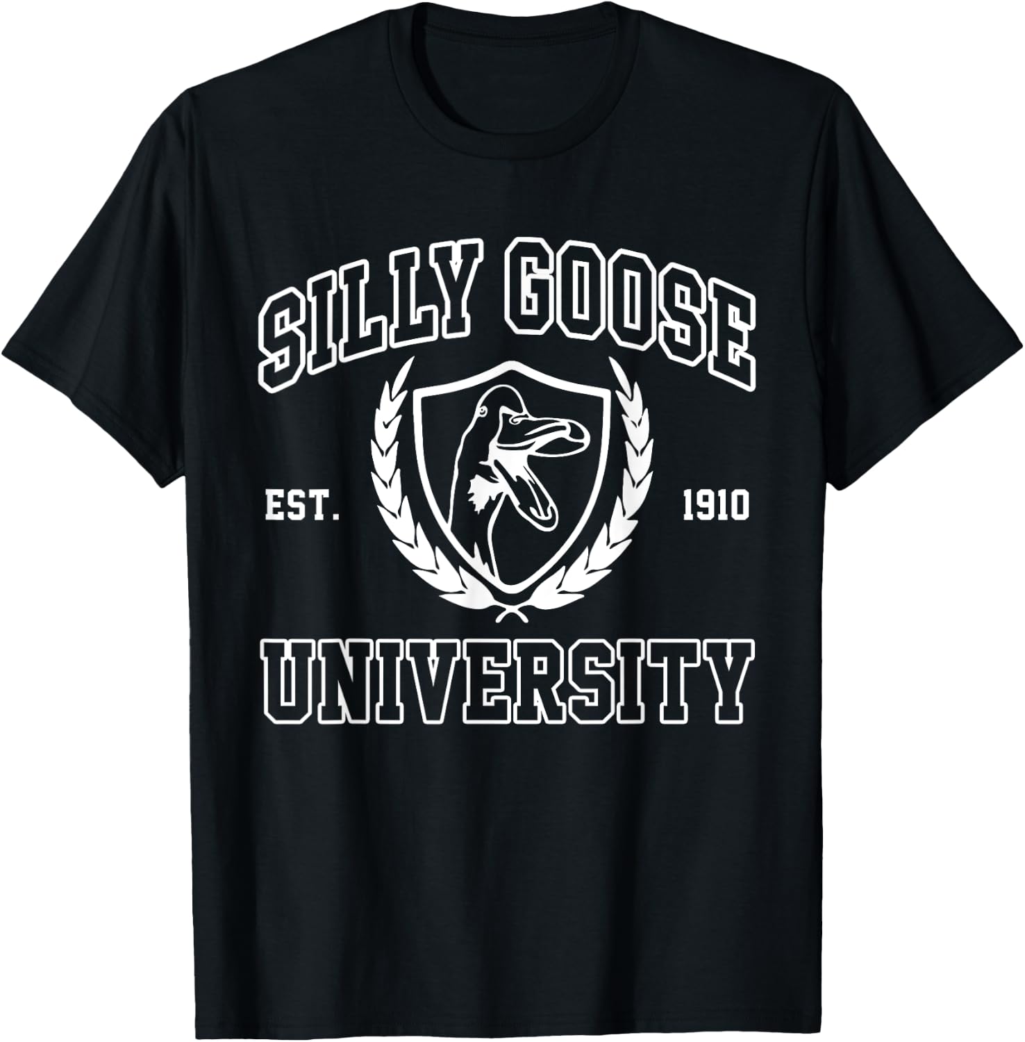 Silly Goose University Meme Funny T-Shirt - T-Shirt | Black
