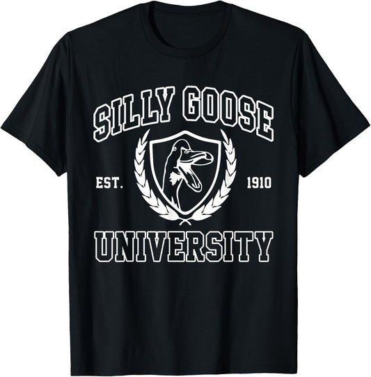 Silly Goose University Meme Funny T-Shirt - T-Shirt | Black