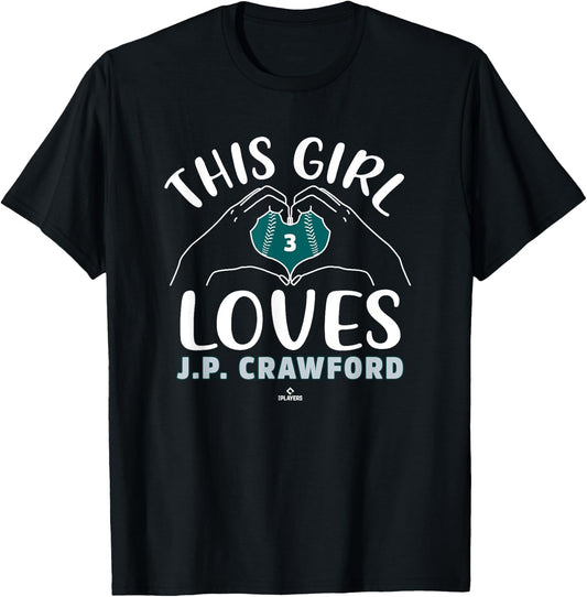 This Girl Loves JP Crawford Seattle MLBPA T-Shirt - T-Shirt | Black