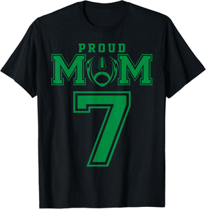 Custom Proud Football Mom Number 7 G Personalized T-Shirt - T-Shirt | Black