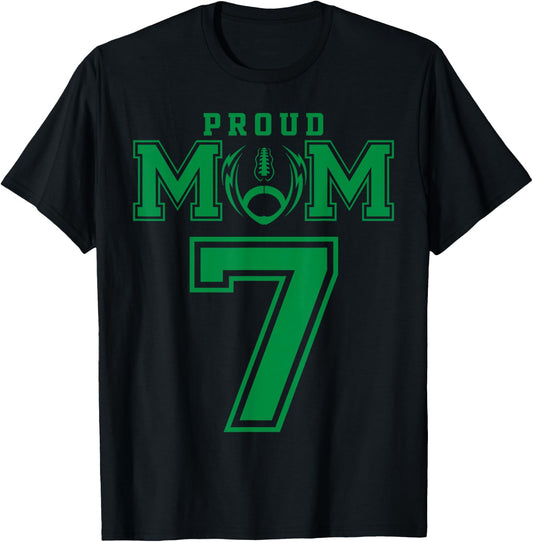 Custom Proud Football Mom Number 7 G Personalized T-Shirt - T-Shirt | Black