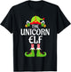 Unicorn Elf Matching Family Group Christmas Party Xmas Funny T-Shirt - T-Shirt | Black