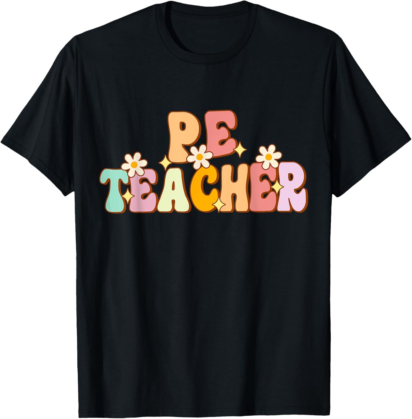 Groovy Physical Education Teacher PE Squad back To School T-Shirt - T-Shirt | Black