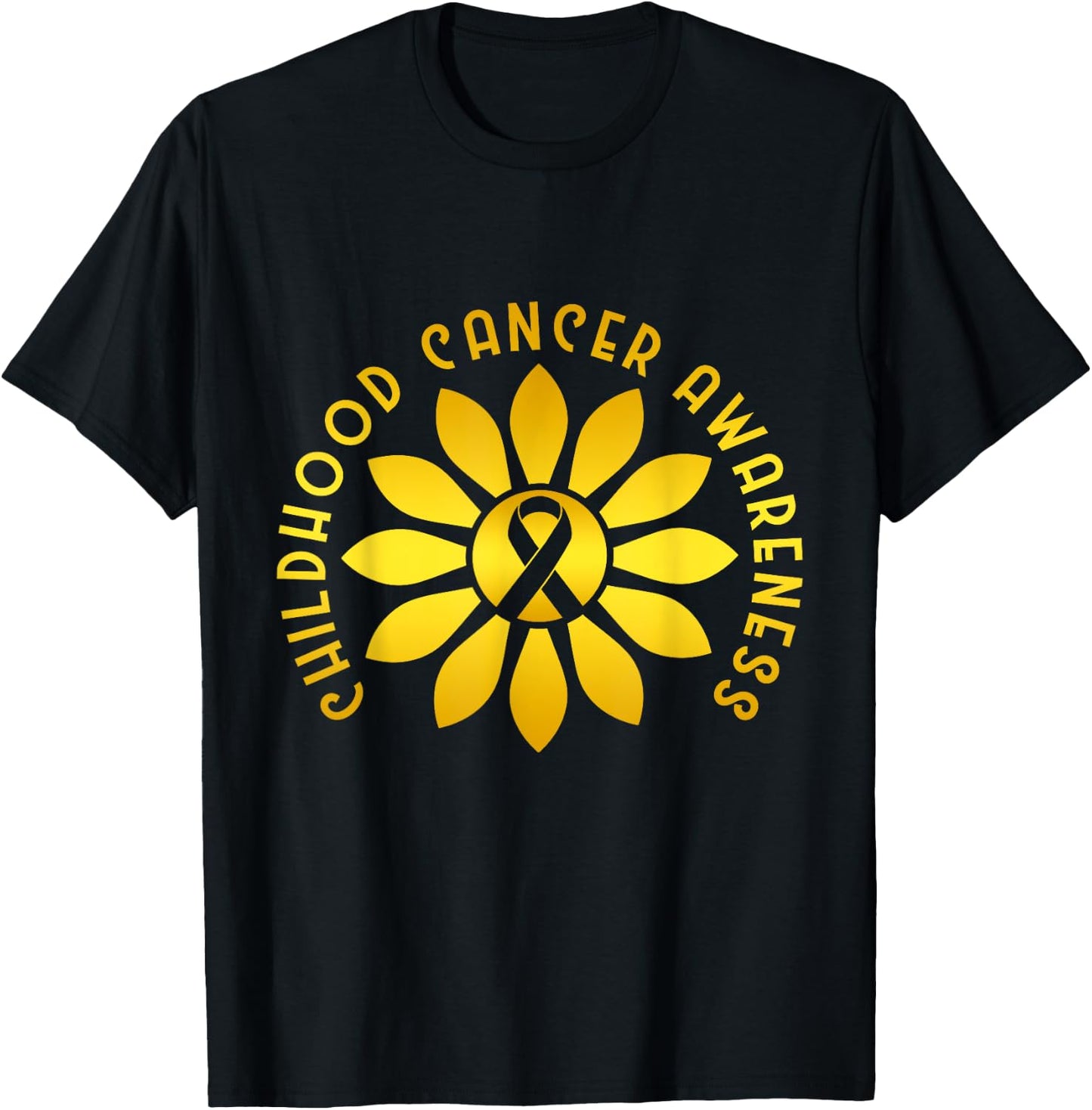 Childhood Cancer Awareness Ribbon T-Shirt - T-Shirt | Black