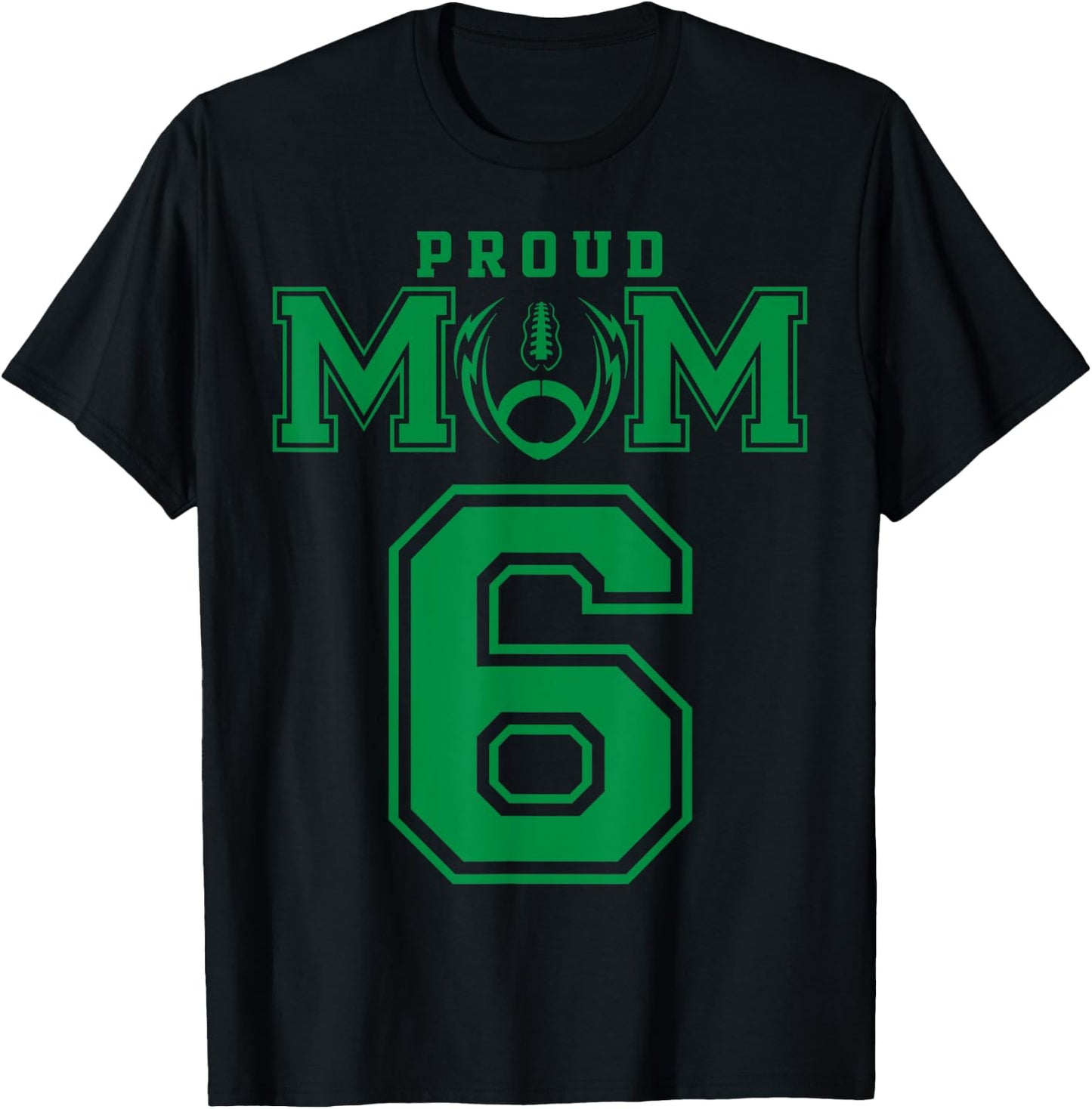 Custom Proud Football Mom Number 6 G Personalized T-Shirt - T-Shirt | Black