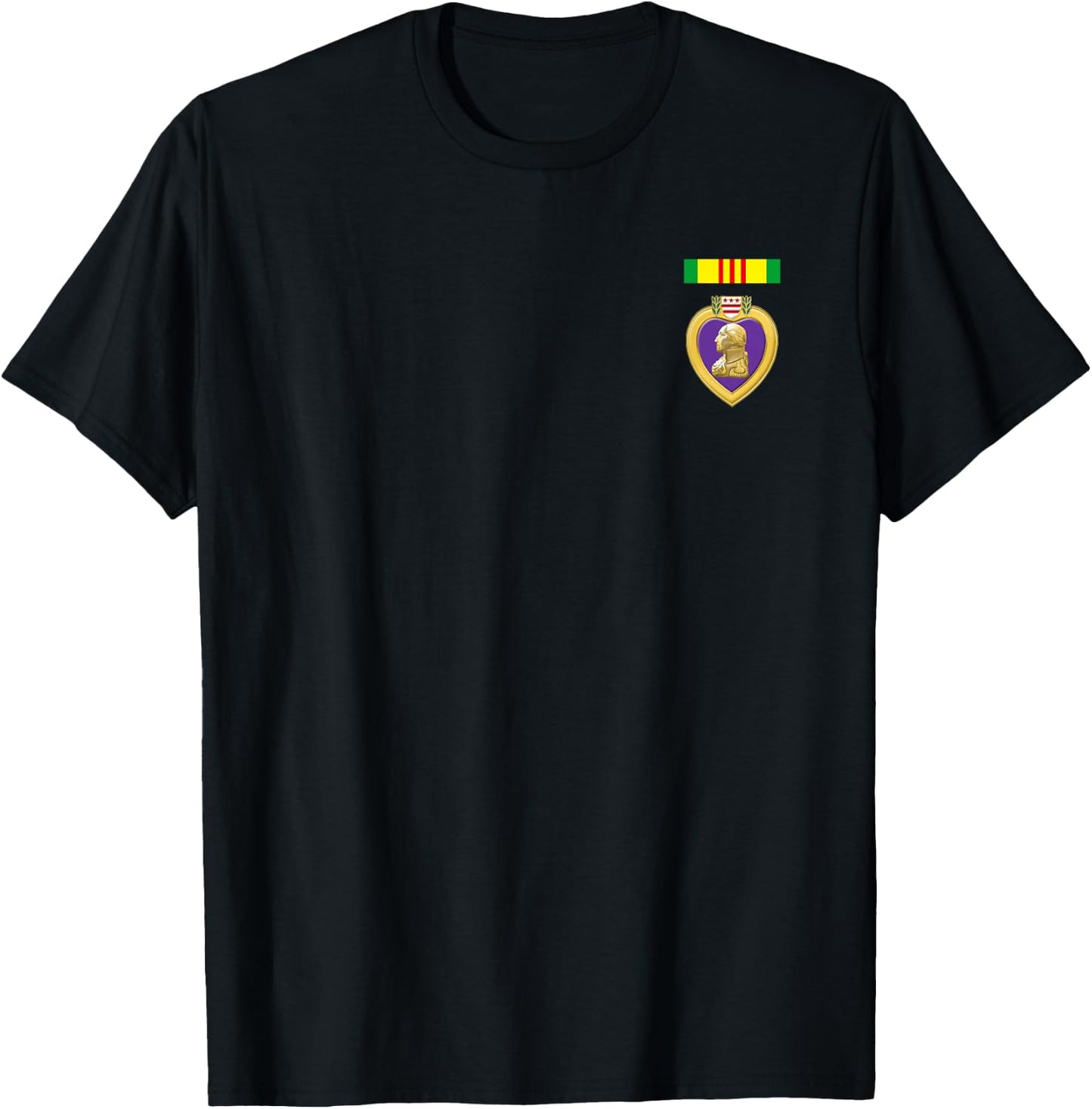 Vietnam Service Ribbon Above Purple Heart Military Medal - 2 T-Shirt - T-Shirt | Black