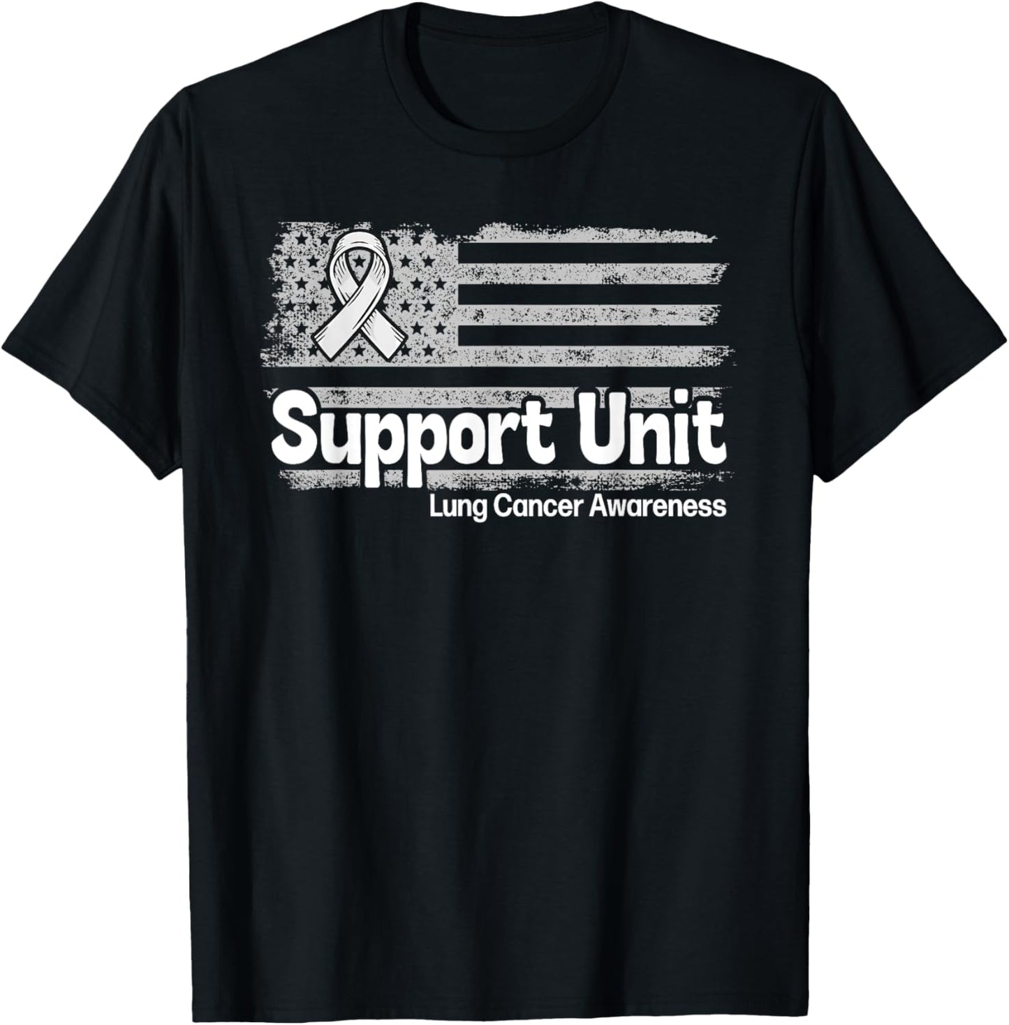 Lung Cancer Support Unit American Flag Lung Cancer Awareness Kids Men T-Shirt - T-Shirt | Black