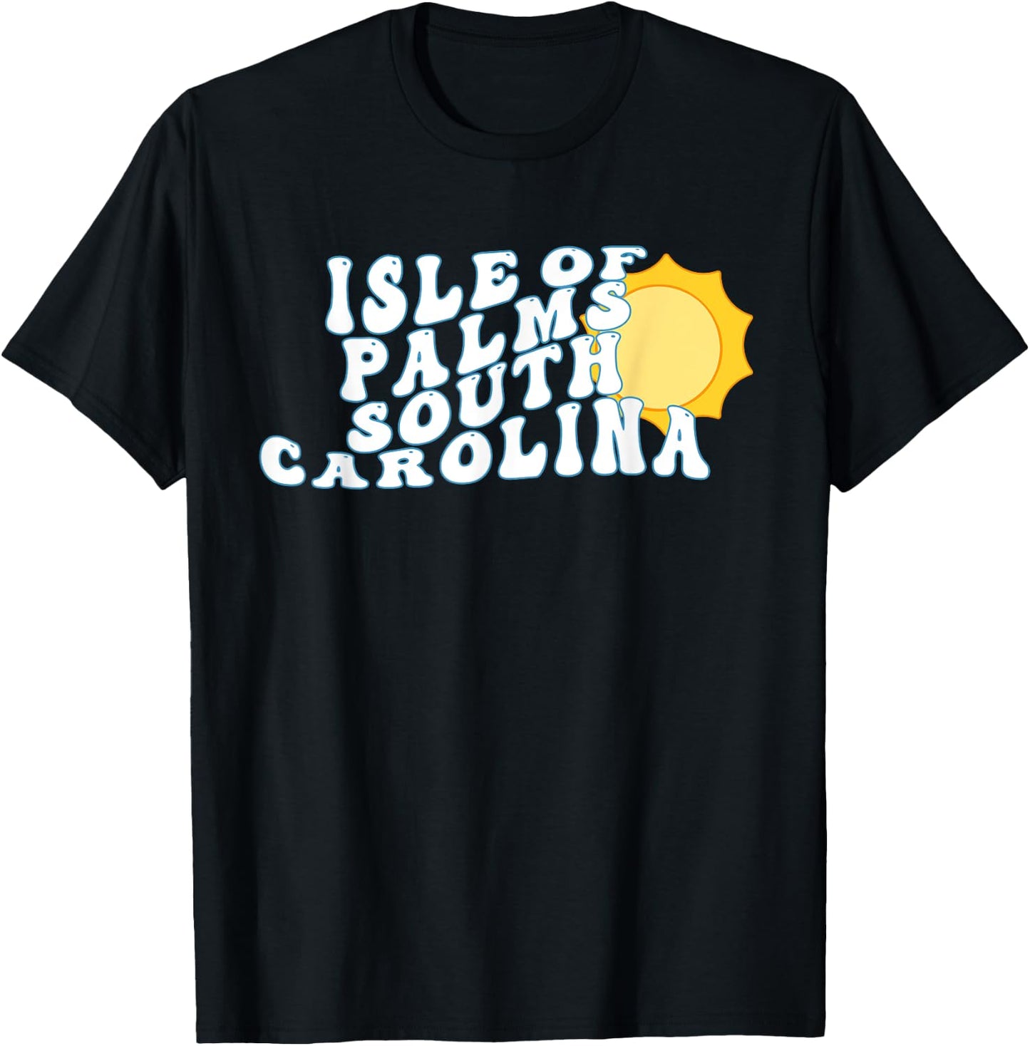 Isle of Palms South Carolina SC Retro Wavy Vacation Souvenir T-Shirt - T-Shirt | Black
