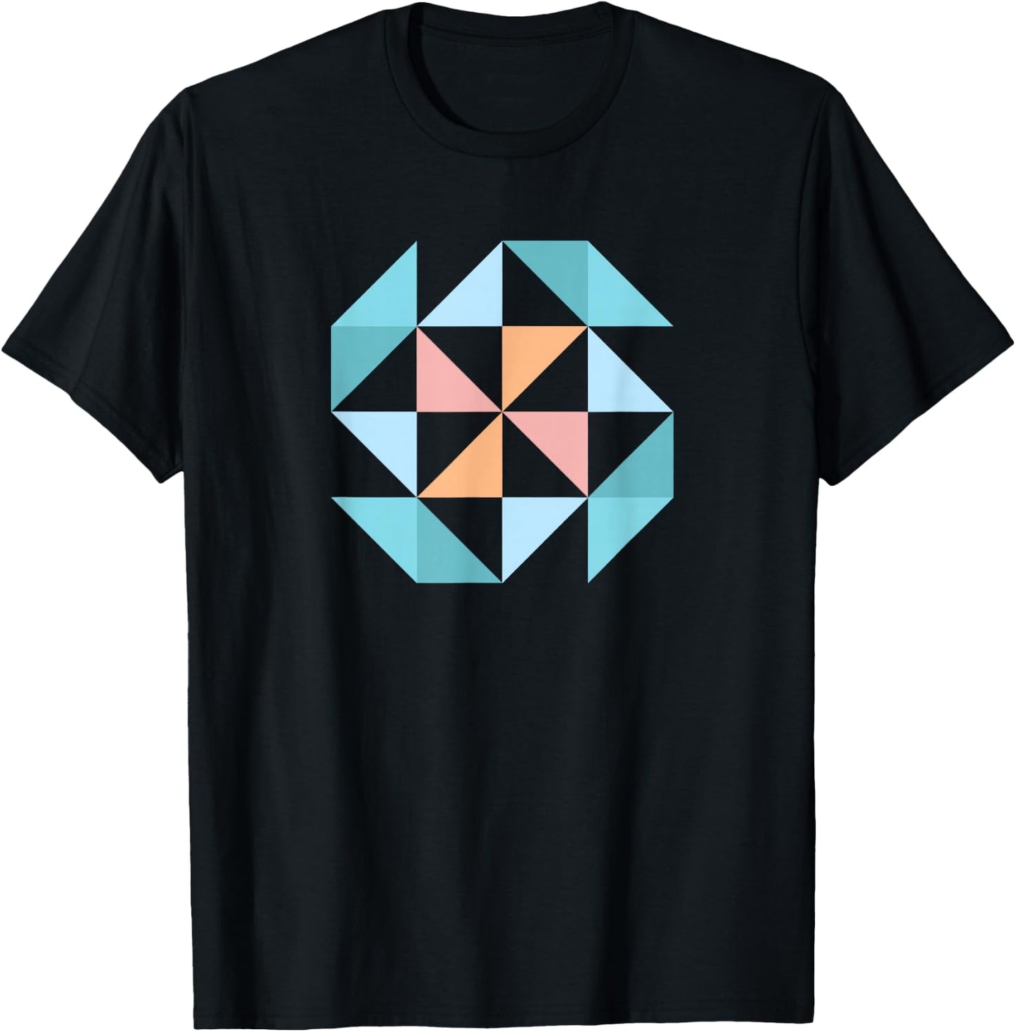 Barn Quilt Block Women's Quilting Half Square Triangle T-Shirt - T-Shirt | Black